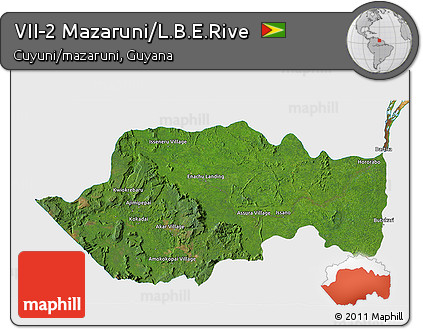 Satellite 3D Map of VII-2 Mazaruni/L.B.E.Rive, single color outside
