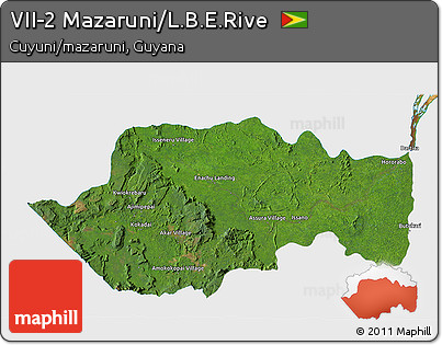 Satellite 3D Map of VII-2 Mazaruni/L.B.E.Rive, single color outside