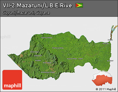 Satellite 3D Map of VII-2 Mazaruni/L.B.E.Rive, single color outside