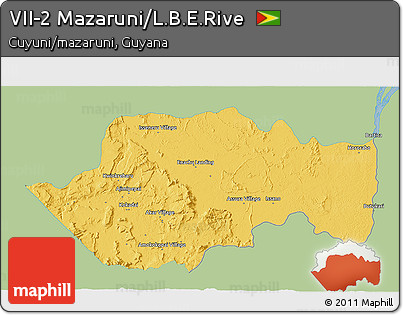 Savanna Style 3D Map of VII-2 Mazaruni/L.B.E.Rive, single color outside