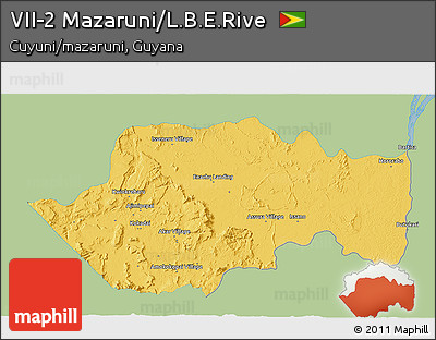 Savanna Style 3D Map of VII-2 Mazaruni/L.B.E.Rive, single color outside