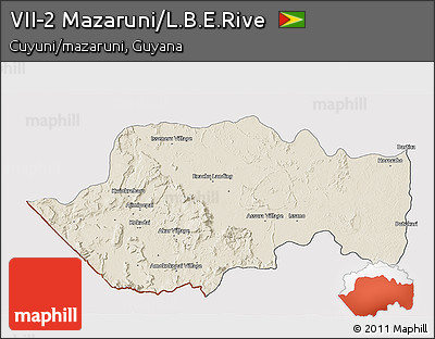 Shaded Relief 3D Map of VII-2 Mazaruni/L.B.E.Rive, cropped outside