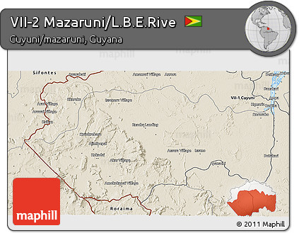 Shaded Relief 3D Map of VII-2 Mazaruni/L.B.E.Rive