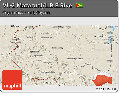 Shaded Relief 3D Map of VII-2 Mazaruni/L.B.E.Rive