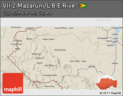 Shaded Relief 3D Map of VII-2 Mazaruni/L.B.E.Rive