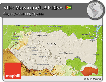 Shaded Relief 3D Map of VII-2 Mazaruni/L.B.E.Rive, physical outside