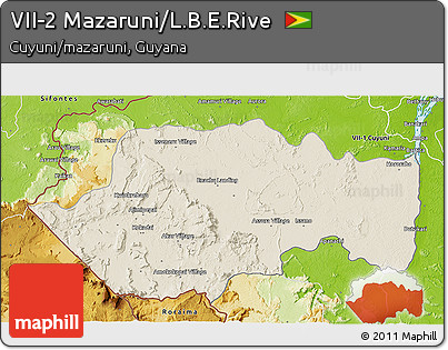 Shaded Relief 3D Map of VII-2 Mazaruni/L.B.E.Rive, physical outside