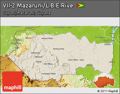 Shaded Relief 3D Map of VII-2 Mazaruni/L.B.E.Rive, physical outside