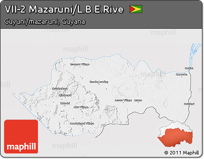 Silver Style 3D Map of VII-2 Mazaruni/L.B.E.Rive, single color outside