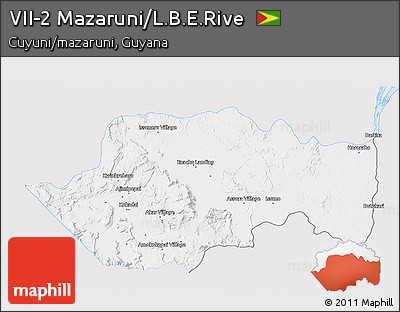 Silver Style 3D Map of VII-2 Mazaruni/L.B.E.Rive, single color outside