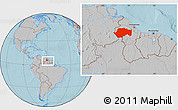 Gray Location Map of VII-2 Mazaruni/L.B.E.Rive, within the entire country, hill shading