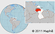 Gray Location Map of VII-2 Mazaruni/L.B.E.Rive, highlighted country, highlighted parent region, within the entire country, hill shading