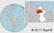 Gray Location Map of VII-2 Mazaruni/L.B.E.Rive, highlighted country, highlighted parent region, hill shading