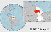 Gray Location Map of VII-2 Mazaruni/L.B.E.Rive, highlighted country, hill shading
