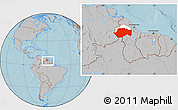 Gray Location Map of VII-2 Mazaruni/L.B.E.Rive, highlighted parent region, within the entire country, hill shading
