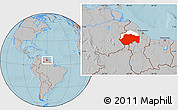 Gray Location Map of VII-2 Mazaruni/L.B.E.Rive, highlighted parent region, hill shading