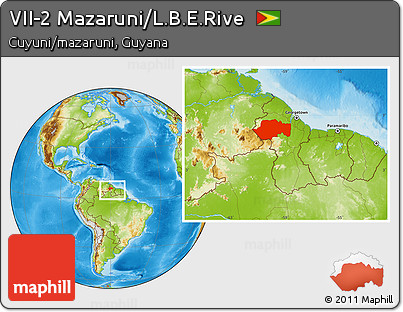 Physical Location Map of VII-2 Mazaruni/L.B.E.Rive, within the entire country