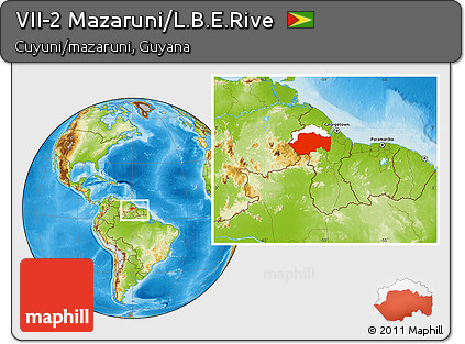 Physical Location Map of VII-2 Mazaruni/L.B.E.Rive, highlighted parent region, within the entire country