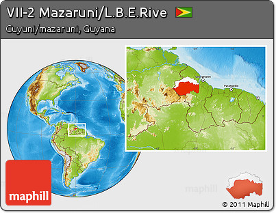 Physical Location Map of VII-2 Mazaruni/L.B.E.Rive, highlighted parent region, within the entire country