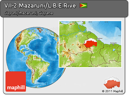 Physical Location Map of VII-2 Mazaruni/L.B.E.Rive, highlighted parent region
