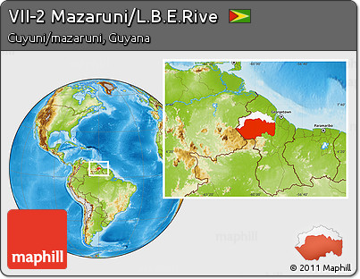 Physical Location Map of VII-2 Mazaruni/L.B.E.Rive, highlighted parent region