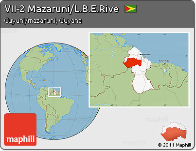 Savanna Style Location Map of VII-2 Mazaruni/L.B.E.Rive, highlighted country, within the entire country