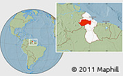 Savanna Style Location Map of VII-2 Mazaruni/L.B.E.Rive, highlighted country, within the entire country, hill shading