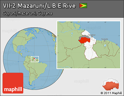 Savanna Style Location Map of VII-2 Mazaruni/L.B.E.Rive, highlighted country, highlighted parent region, within the entire country