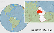 Savanna Style Location Map of VII-2 Mazaruni/L.B.E.Rive, highlighted country, hill shading