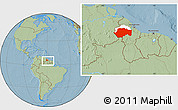 Savanna Style Location Map of VII-2 Mazaruni/L.B.E.Rive, highlighted parent region, within the entire country, hill shading