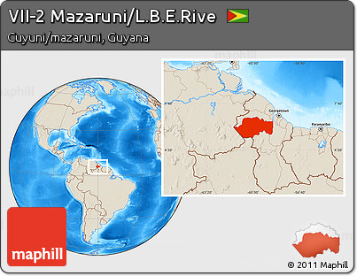 Shaded Relief Location Map of VII-2 Mazaruni/L.B.E.Rive