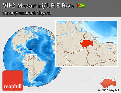Shaded Relief Location Map of VII-2 Mazaruni/L.B.E.Rive