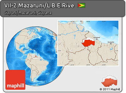 Shaded Relief Location Map of VII-2 Mazaruni/L.B.E.Rive, highlighted parent region