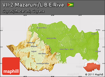 Physical Map of VII-2 Mazaruni/L.B.E.Rive, cropped outside