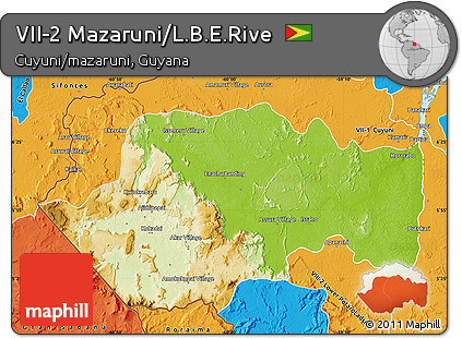 Physical Map of VII-2 Mazaruni/L.B.E.Rive, political outside