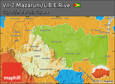 Physical Map of VII-2 Mazaruni/L.B.E.Rive, political outside
