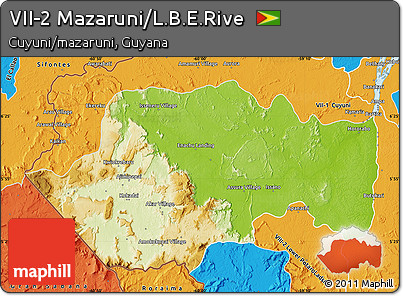 Physical Map of VII-2 Mazaruni/L.B.E.Rive, political outside