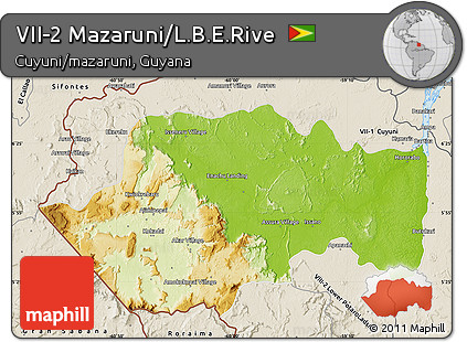 Physical Map of VII-2 Mazaruni/L.B.E.Rive, shaded relief outside