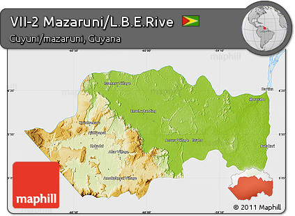 Physical Map of VII-2 Mazaruni/L.B.E.Rive, single color outside