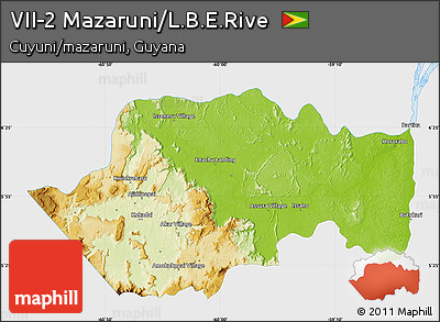 Physical Map of VII-2 Mazaruni/L.B.E.Rive, single color outside