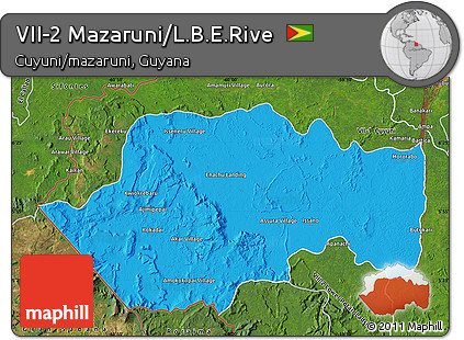 Political Map of VII-2 Mazaruni/L.B.E.Rive, satellite outside