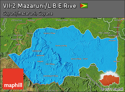 Political Map of VII-2 Mazaruni/L.B.E.Rive, satellite outside