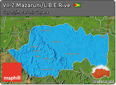 Political Map of VII-2 Mazaruni/L.B.E.Rive, satellite outside