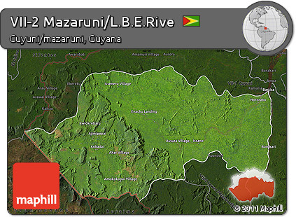 Satellite Map of VII-2 Mazaruni/L.B.E.Rive, darken