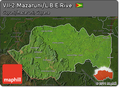 Satellite Map of VII-2 Mazaruni/L.B.E.Rive, darken