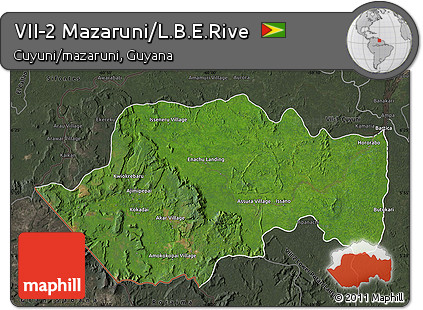 Satellite Map of VII-2 Mazaruni/L.B.E.Rive, darken, semi-desaturated