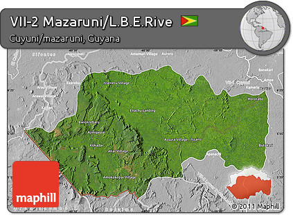 Satellite Map of VII-2 Mazaruni/L.B.E.Rive, lighten, desaturated