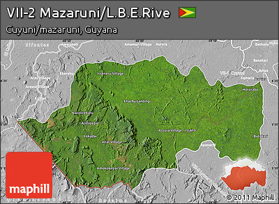 Satellite Map of VII-2 Mazaruni/L.B.E.Rive, lighten, desaturated