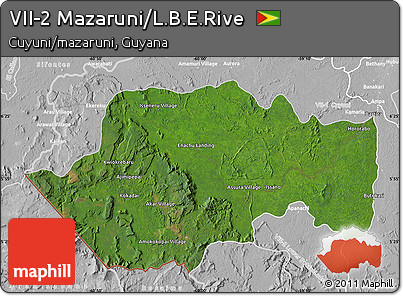 Satellite Map of VII-2 Mazaruni/L.B.E.Rive, lighten, desaturated