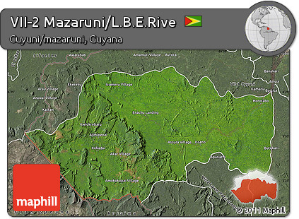 Satellite Map of VII-2 Mazaruni/L.B.E.Rive, semi-desaturated